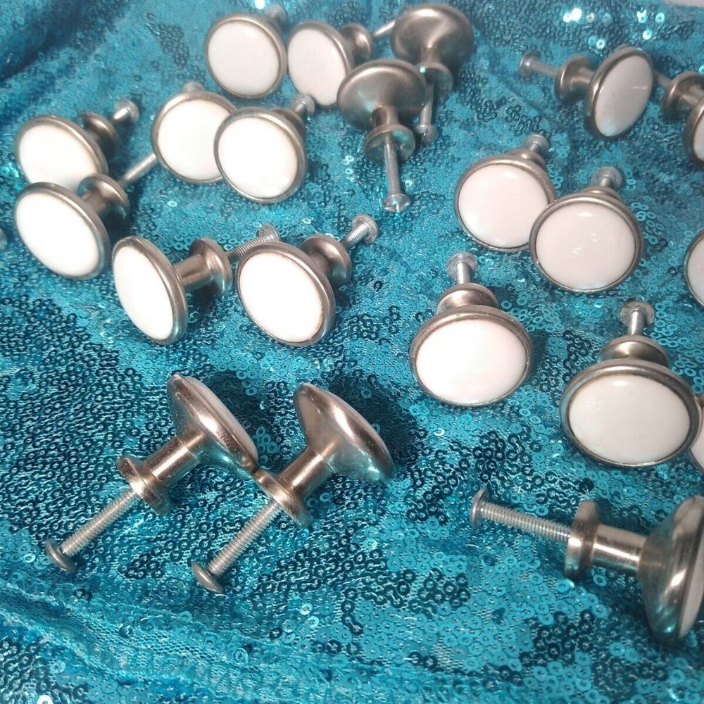24 Vintage Style Porcelain or Ceramic 1" Drawer Pulls 1" Screws Farmhouse